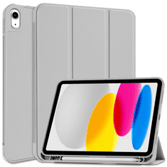 TokShop Apple iPad 10.9 (2022), mappa tok, Apple Pencil tartóval, Smart Case, világosszürke (136740)