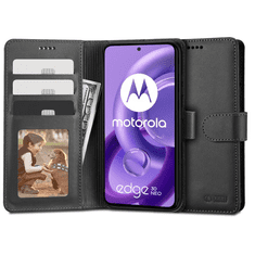 Motorola Edge 30 Neo, Oldalra nyíló tok, stand, mágnes csattal, TP Wallett, fekete (136775)