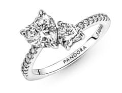 Pandora Csillogó ezüst gyűrű Sparkling Hearts 191198C01 (Kerület 54 mm)