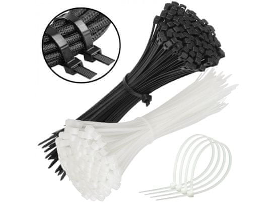 sarcia.eu Poliamid kötegzőszalagok, fekete+fehér kábelkötegzők 250x3,6mm 200 darab