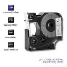 Qoltec szalag DYMO D1 45013| 12mm x 7m | Fehér / Fekete nyomtatás