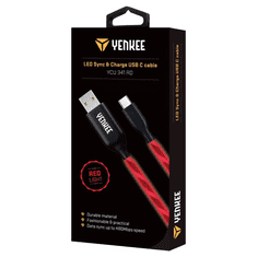 Yenkee YCU 341 RD LED-es szinkronizáló és töltőkábel 1m piros (YCU 341 RD)