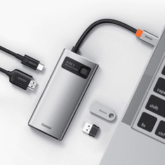 BASEUS Metal Gleam Series 4az1-ben hub, USB-C --> USB 3.0 + USB 2.0 + HDMI + USB-C PD (CAHUB-CY0G) (CAHUB-CY0G)