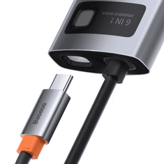 BASEUS Metal Gleam Series 6 az 1-ben hub, USB-C-> 3x USB 3.0, HDMI, USB-C PD, RJ45 Ethernet (CAHUB-CW0G) (CAHUB-CW0G)