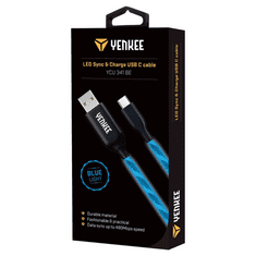 Yenkee YCU 341 BE LED-es szinkronizáló és töltőkábel 1m kék (YCU 341 BE)