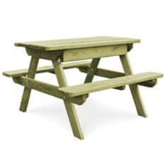 Vidaxl impregnált fenyőfa gyerek piknik asztal padokkal 90x90x58 cm 45148