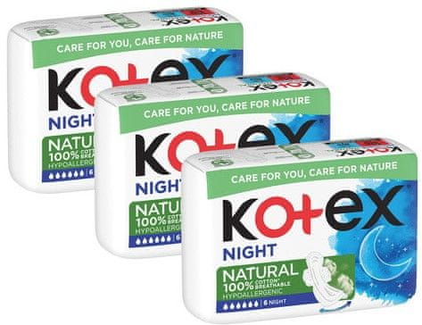 Kotex Natural Night, 3 x 6 db