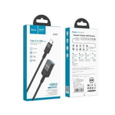 TKG Adapter: HOCO U107 - USB (anya) / Type-C (USB-C) szövetkábel fekete, 1,2m OTG
