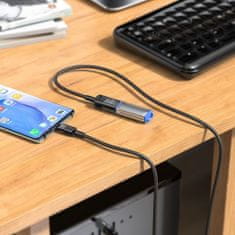 TKG Adapter: HOCO U107 - USB (anya) / Type-C (USB-C) szövetkábel fekete, 1,2m OTG