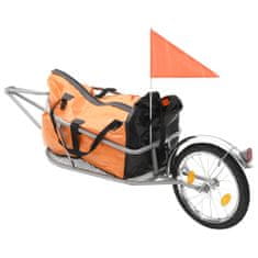 Vidaxl kerékpár-utánfutó narancssárga/fekete táskával 91768