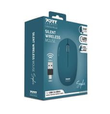 Port Designs PORT CONNECT Wireless COLLECTION, vezeték nélküli egér, USB-A és USB-C dongle, 2,4 GHz, 1600 DPI, zafír