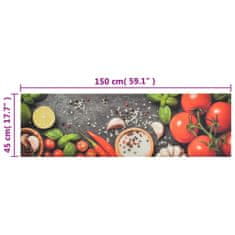Greatstore mosható zöldségmintás bársony konyhai szőnyeg 45x150 cm