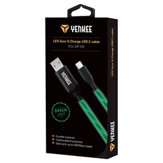 Yenkee YCU 341 GN LED-es szinkronizáló és töltőkábel 1m zöld (YCU 341 GN)