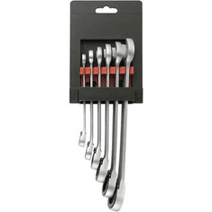 Toolcraft Átkapcsolható villás-/racsnis kulcssorozat, 8 - 19 mm, 6 részes 824124 Kulcstávolság 8/10/13/15/17/19 mm (824124)