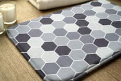 tulup.hu Fürdőszoba szőnyeg Geometriai minták 90x60 cm Fehér és szürke