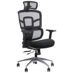 STEMA Forgatható ergonomikus irodai szék TREX, alumínium talp, állítható kartámasz, csúsztatható (elöl-hátsó) ülés, fekete