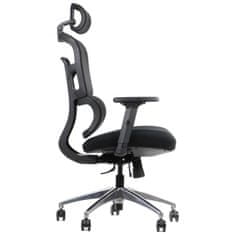 STEMA Forgatható ergonomikus irodai szék TREX, alumínium talp, állítható kartámasz, csúsztatható (elöl-hátsó) ülés, fekete