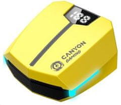 Canyon gaming TWS Doublebee GTWS-2, BT headset mikrofonnal, sárga színű