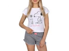 sarcia.eu Snoopy Peanuts fehér és sötétkék lányok rövid ujjú pizsama, csíkos nyári pizsama 9 év 134 cm