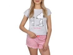 sarcia.eu Snoopy Peanuts Grey szürke és rózsaszín lány rövid ujjú pizsama, nyári csíkos pizsama 12 év 152 cm