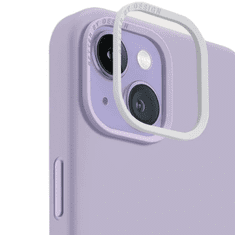 UNIQ Apple iPhone 14 Plus, Szilikon tok, közepesen ütésálló, cserélhető hátsó kamera keret, Lino, lila (S67404)
