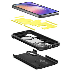 Spigen Samsung Galaxy A54 5G SM-A546B, Szilikon tok + műanyag hátlap, kitámasztóval, Tough Armor, fekete (S70692)