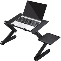 TokShop Univerzális laptoptartó, maximum 17&quot; laptopokhoz, multifunkciós, több ponton állítható, dupla hűtőventilátorral, egértartó tálcával, fekete