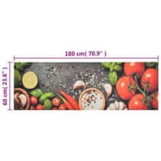 Vidaxl mosható zöldségmintás bársony konyhai szőnyeg 60x180 cm 136538