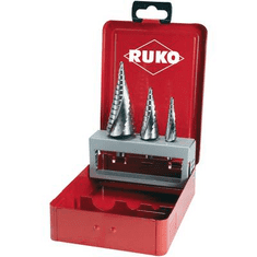 RUKO Fokozatfúró készlet 3 részes 4 - 12 mm, 4 - 20 mm, 4 - 30 mm HSS 101026 3 oldalú szár 1 készlet (101026)