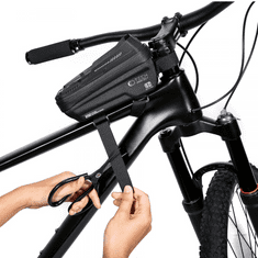 TokShop Univerzális, kerékpáros / biciklis tartó, táska, 6.5&quot;, vázra szerelhető, vízálló, napellenző, fülhallgató kimenet, TP XT2 Bike, fekete (115352)