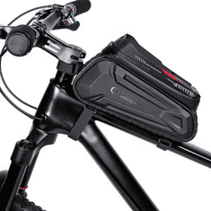 TokShop Univerzális, kerékpáros / biciklis tartó, táska, 6.5&quot;, vázra szerelhető, vízálló, napellenző, fülhallgató kimenet, TP XT5 Bike, fekete (115354)