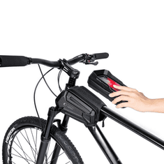 TokShop Univerzális, kerékpáros / biciklis tartó, táska, 6.5&quot;, vázra szerelhető, vízálló, napellenző, fülhallgató kimenet, TP XT6 Bike, fekete (115353)
