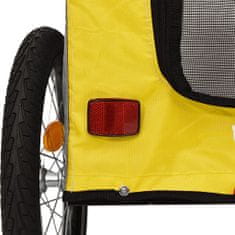 Greatstore sárga és szürke szövet és vas kutyaszállító kerékpár utánfutó