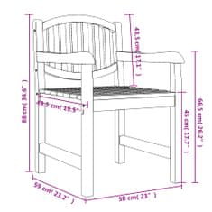 shumee 2 db tömör tíkfa kerti szék 58x59x88 cm