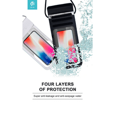 Devia univerzális vízálló védőtok max. 3.8-5.8'' méretű készülékekhez - Strong Waterproof Bag For Smartphone - fekete (ST310676)