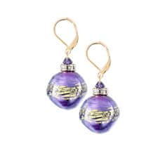 Lampglas Egyedi Violet Shine fülbevaló 24 karátos arannyal, Lampglas ERO11 gyöngyből