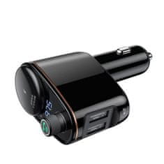 BASEUS S-06 Bluetooth transmiter autós töltő 2x USB, fekete