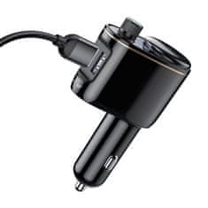 BASEUS S-06 Bluetooth transmiter autós töltő 2x USB, fekete