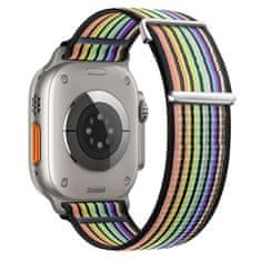 BStrap Velcro Nylon szíj Apple Watch 38/40/41mm, black rainbow