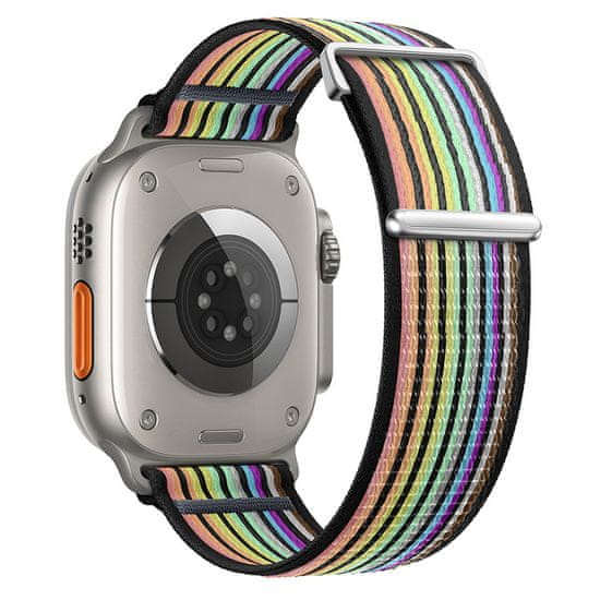BStrap Velcro Nylon szíj Apple Watch 38/40/41mm, black rainbow