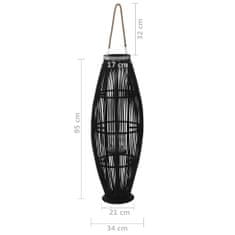 Vidaxl fekete bambusz függő gyertyatartó lámpás, 95 cm 246812