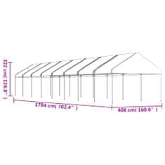 Vidaxl fehér polietilén pavilon tetővel 17,84 x 4,08 x 3,22 m 3155516