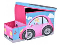 ShopJK Összecsukható zsámoly - játék doboz rózsaszín autó