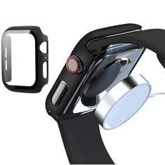 TokShop Apple Watch 7-8 (41mm), Műanyag védőkeret, kijelzővédő üveggel, szíj nélkül, TP Defense360, átlátszó (136920)