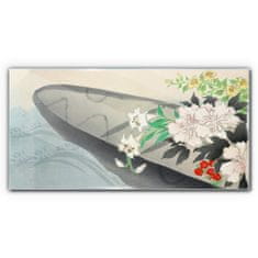 COLORAY.HU Üvegkép Virágos csónak virágok víz 100x50 cm