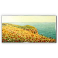 COLORAY.HU Üvegkép Virágok tengerparti tengeri szikla 100x50 cm