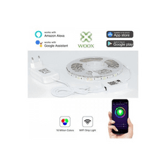 WOOX Smart Home LED szalag, 5 m, 30 LED/m, adapter, színes RGB+meleg fehér, Wi-Fi (R5093) (R5093)