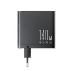 Joyroom Gan Ultra hálózati töltő adapter USB / 3x USB-C 140W + kábel USB-C, fekete