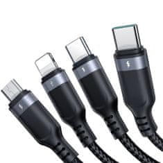 Joyroom 4in1 kábel USB - 2x USB-C / Lightning / Micro USB 3.5A 1.2m, fekete