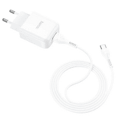 Hoco Hálózati töltő adapter, 10W, USB aljzat, USB Type-C kábellel, N2 Vigour, fehér (121392)